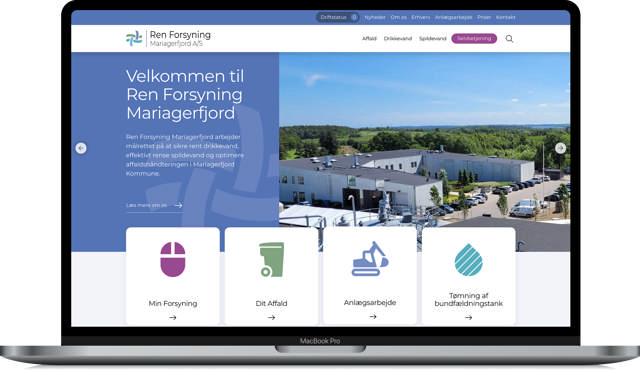Screendump af desktop visning af websitet