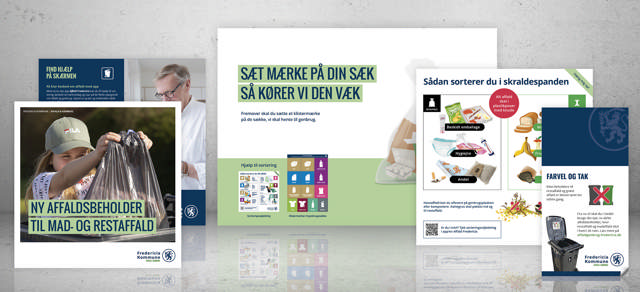 En visualisering af det grafiske arbejde Skabertrang har lavet for Fredericia kommune til f.eks. flyers. 