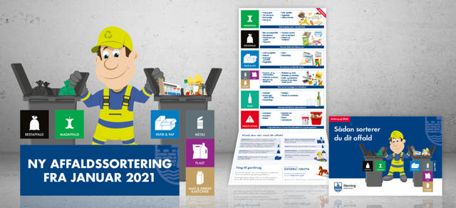 En visualisering af det grafiske arbejde Skabertrang har lavet for herning kommune om ny affaldssortering. 