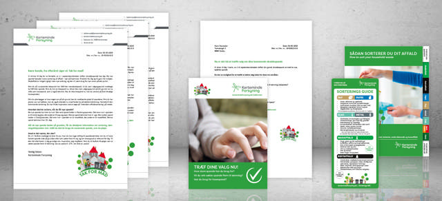 En visualisering af det grafiske arbejde Skabertrang har lavet for Kerteminde forsyning til f.eks. breve. 