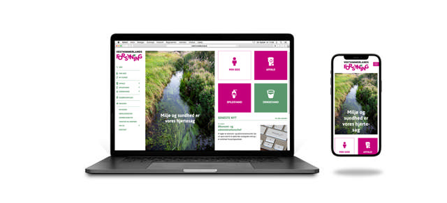 Mockup af en computerskærm med vesthimmerlands forsynings hjemmeside på